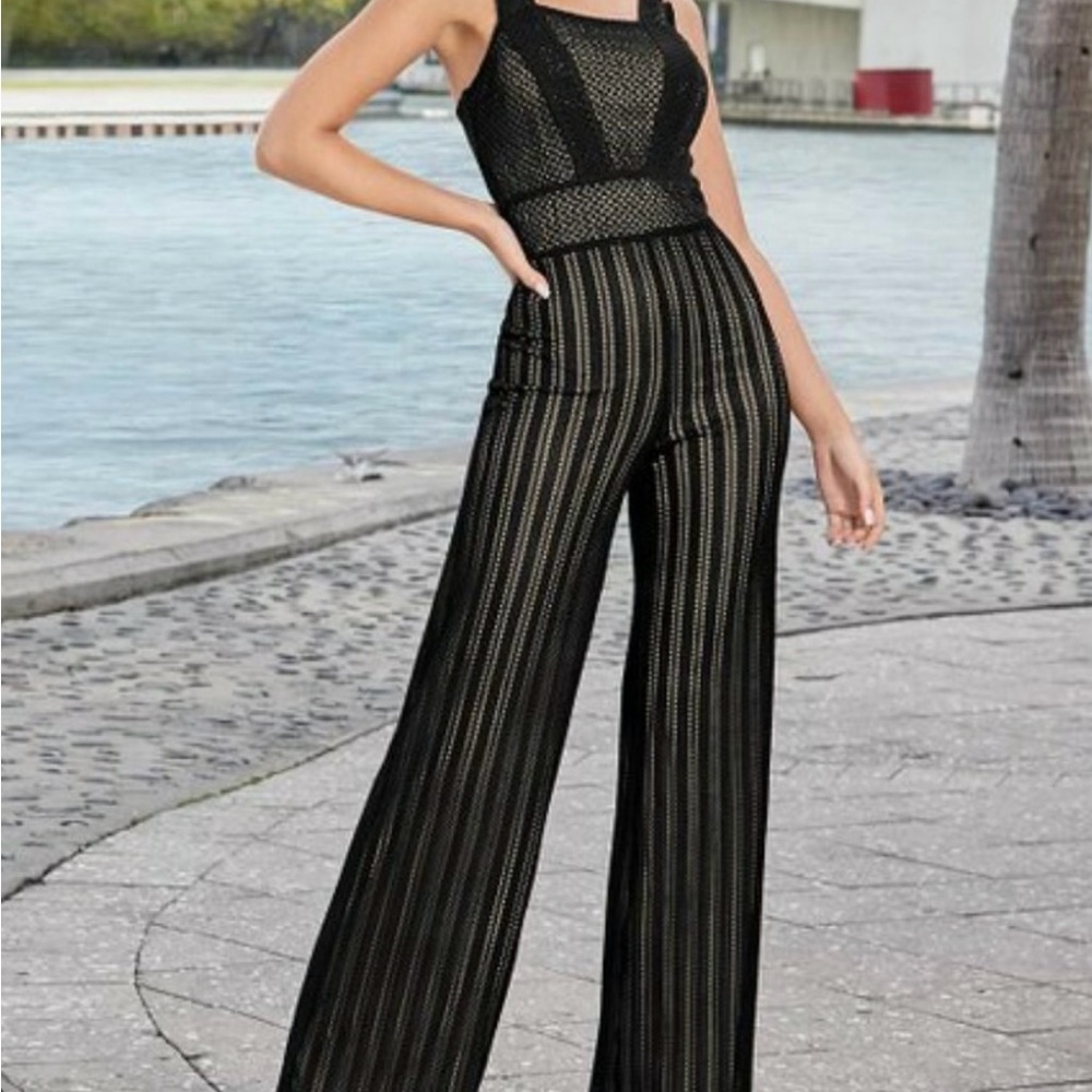 VENUS Black Knit Jumpsuit